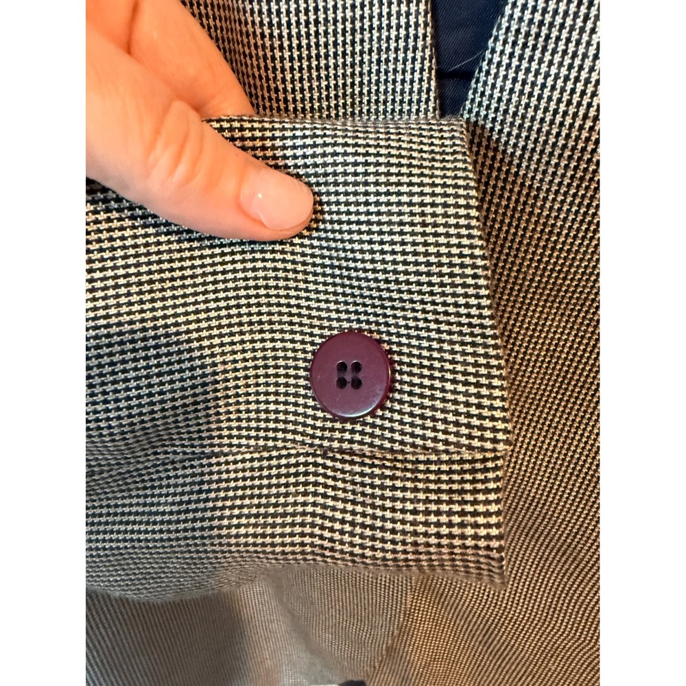 Jones New York Womens Houndstooth Collarless Blazer Black White Burgundy Size 8 - Picture 6 of 8